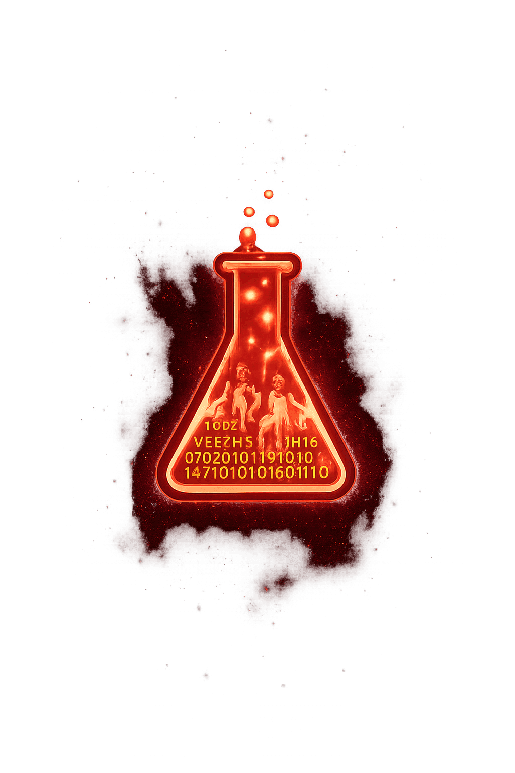 JanderLabs flask suspended in a glowing particle nebula